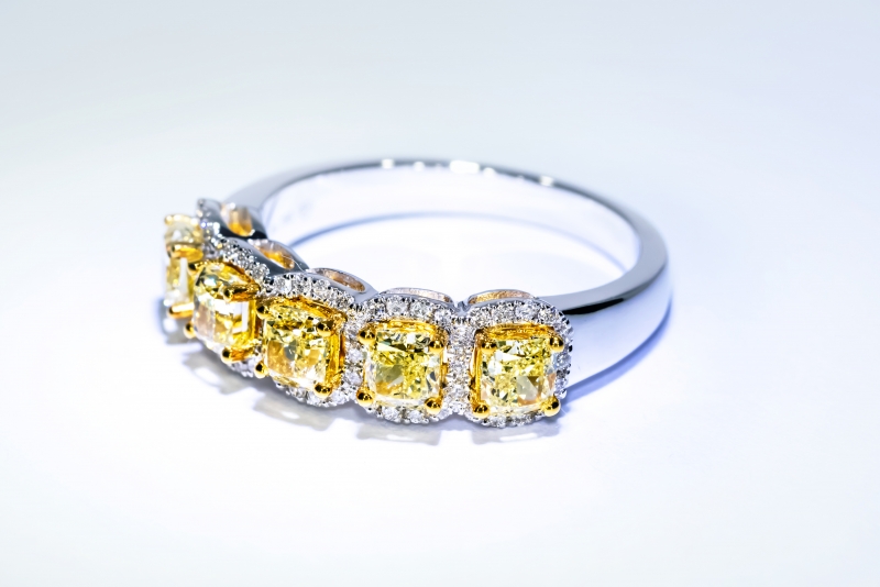 18K黃鉑金黃鑽鑽石戒指