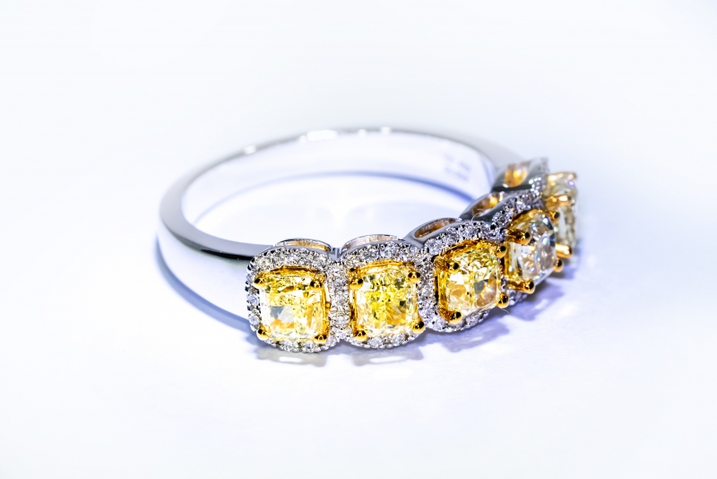 18K黃鉑金黃鑽鑽石戒指