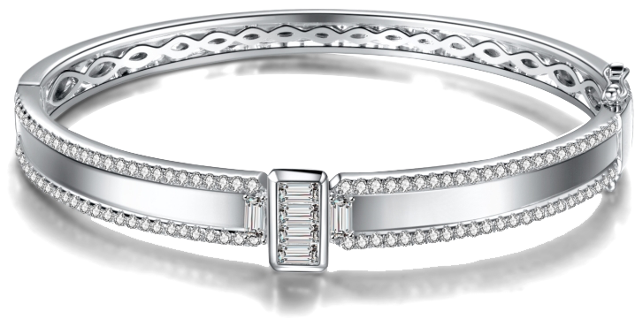 18K白金長方鑽石戒指