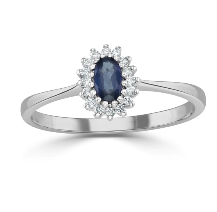 18K白金藍寶鑽石戒指