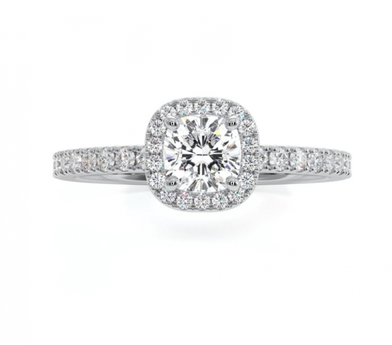 18K白金 長方形琢型鑽石戒指