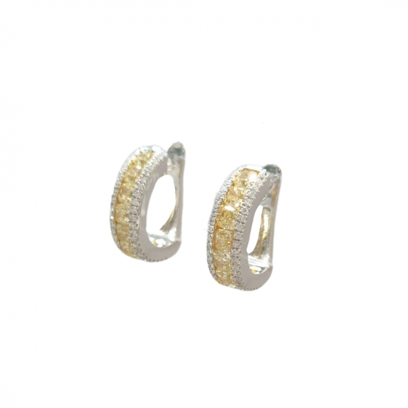 18K黃白金黃鑽鑽石耳環