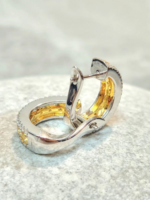 18K黃白金黃鑽鑽石耳環