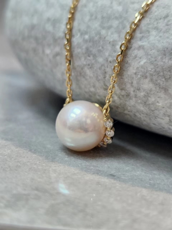 18K金鑽石Akoya珍珠頸鍊