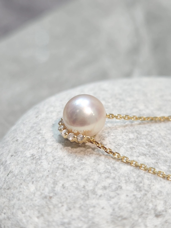 18K金鑽石Akoya珍珠頸鍊