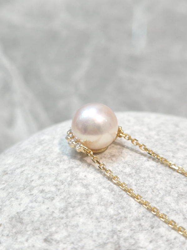 18K金鑽石Akoya珍珠頸鍊