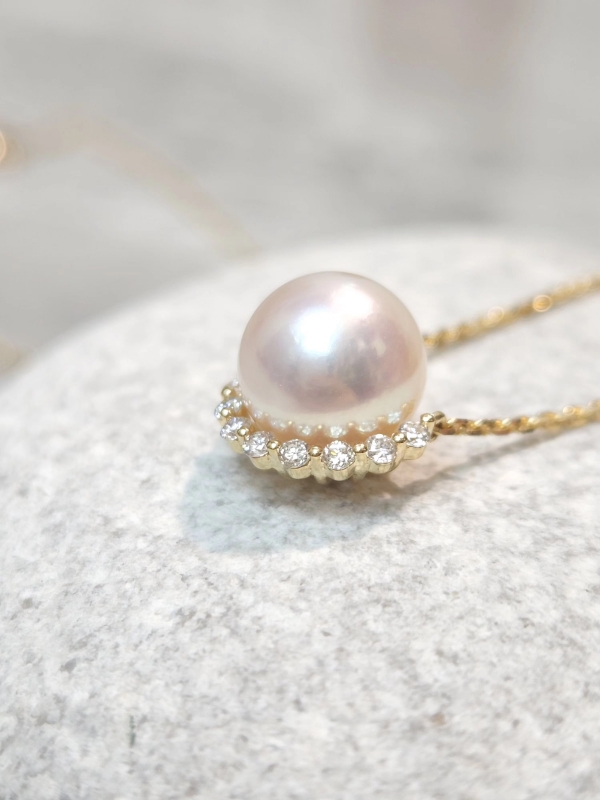 18K金鑽石Akoya珍珠頸鍊