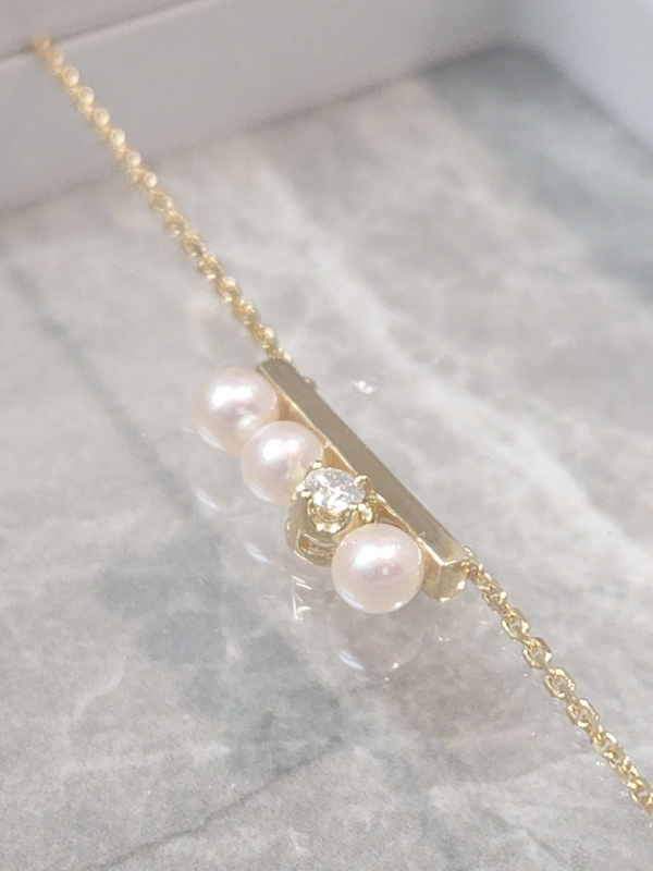 18K金鑽石Akoya珍珠頸鍊