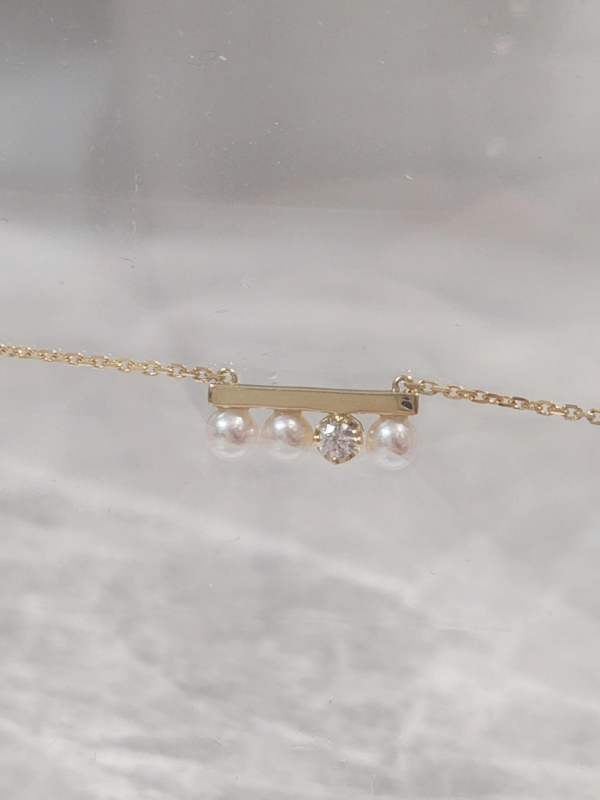 18K金鑽石Akoya珍珠頸鍊